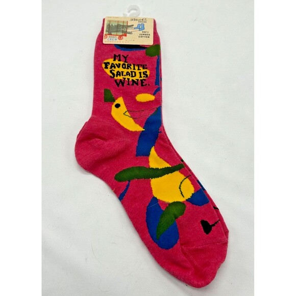 WINE IS MY SALAD ~ Blue Q Cotton Socks~ Funny Joke Novelty Gift - Womens Sz 5-10 - Picture 2 of 5